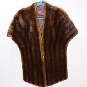 Vintage Japanese Ranch Mink Stole Wrap Convertible‎ Cape One Size